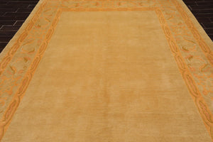 8'10'' x 11'10'' Hand Knotted Tibetan Wool Neo Classic Oriental Area Rug Beige