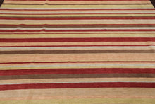 8'1'' x 9'8'' Hand Knotted Tibetan 100% Wool Stripes Oriental Area Rug Rust - Oriental Rug Of Houston
