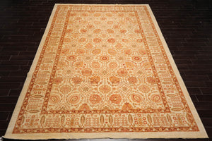 10x14 Ivory, Brown Hand Knotted 100% Wool Peshawar Traditional Oriental Area Rug