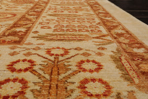 10x14 Ivory, Brown Hand Knotted 100% Wool Peshawar Traditional Oriental Area Rug