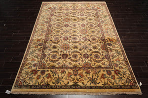 9x12 Ivory, Aqua Hand Knotted 100% Wool Agra Traditional Oriental Area Rug