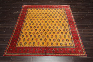8'3'' x 9'10" Hand Knotted Wool Qashqaai Traditional 300 KPSI Oriental Area Rug Gold
