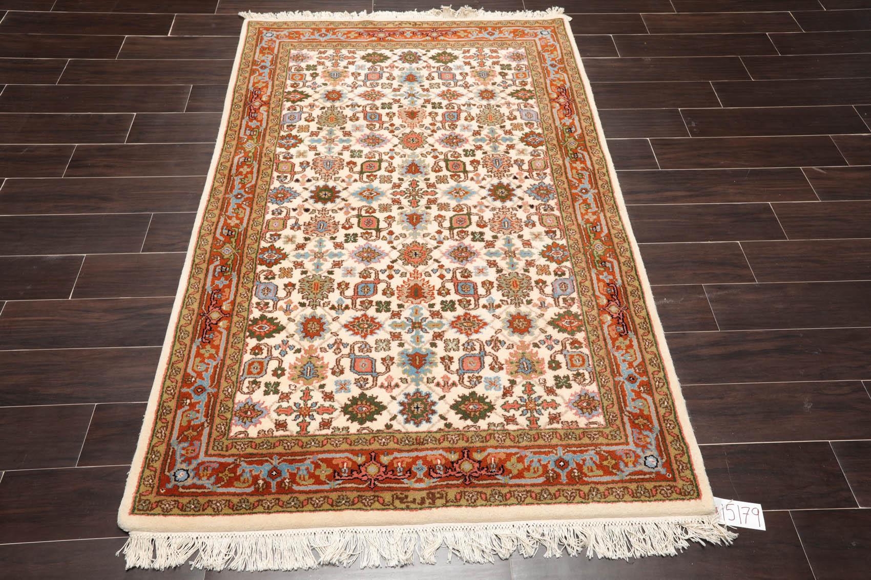 Entry Rug, Hand Knotted 4x6 Beige Persian Isfahan Entry Rug