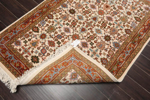4' x 6' Hand Knotted 100% Wool Kashan Traditional Oriental Area Rug Cream - Oriental Rug Of Houston