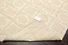 7'11'' x 9'11'' Hand Knotted Tibetan Cotton & Silk Designer Geometric Area Rug Beige