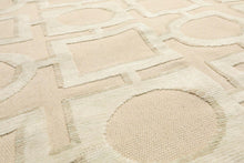 7'11'' x 9'11'' Hand Knotted Tibetan Cotton & Silk Designer Geometric Area Rug Beige
