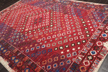 8'1" x 11'6" Machine Made 100% Wool Area Rug Red Made in USA