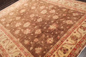 7'11" x 9'5" Hand Knotted 100% Wool Peshawar Traditional Oriental Area Rug Brown