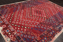 8'1" x 11'6" Machine Made 100% Wool Area Rug Red Made in USA - Oriental Rug Of Houston