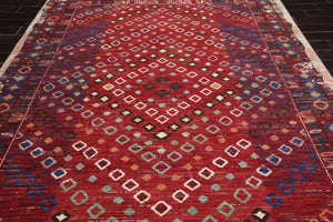 8'1" x 11'6" Machine Made 100% Wool Area Rug Red Made in USA