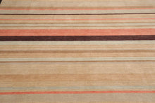 8' x 10' Handmade Tibetan Wool Designer Stripes Modern Oriental Area Rug Beige - Oriental Rug Of Houston