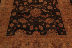 6'3" x 9'7" Hand Knotted Wool Peshawar Silky Sheen Oriental Area Rug Chocolate