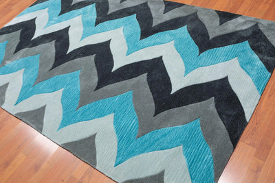 5x8 Gray Hand Tufted Handmade Polyester Designer Modern & Contemporary Oriental Area Rug - Oriental Rug Of Houston