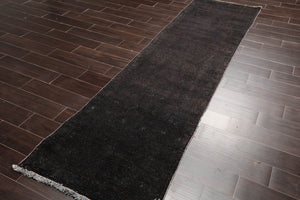 2' 6''x9' 10'' Runner Charcoal Hand Knotted Turkish Oushak 100% Wool Oushak Modern & Contemporary Oriental Area Rug