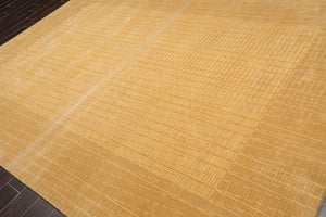 7'9" x 11' Contemporary Wool & Art Silk Modern Area Rug Tan & Beige - Oriental Rug Of Houston