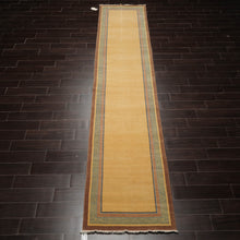 2'10''x13'10' Runner Gold, Brown Hand Knotted Tibetan 100% Wool Michaelian & Kohlberg Traditional Oriental Area Rug Light