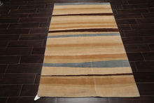 4x6 Beige, Tan Hand Knotted Tibetan 100% Wool Modern & Contemporary Oriental Area Rug