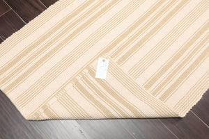 3' x 5' Hand Woven Dhurry Kilim Flatweave Wool Stripes Oriental Area Rug Beige - Oriental Rug Of Houston