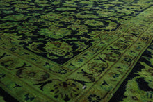 8x10 Lime, Midnight Blue Hand Knotted 100% Wool Peshawar Traditional Oriental Area Rug