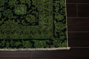 8x10 Lime, Midnight Blue Hand Knotted 100% Wool Peshawar Traditional Oriental Area Rug