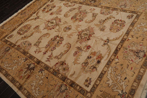 7’11”x9’4" Authentic Hand Knotted Wool Turkish Oushak Oriental Area Rug Beige - Oriental Rug Of Houston