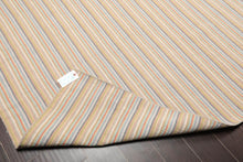 6'8'' x 9'11'' Hand Knotted Wool Designer Stripes Flat Weave Area Rug Beige