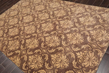 6'1" x 9'3" Hand Knotted Tibetan Wool Damask Designer Area Rug Brown Caramel
