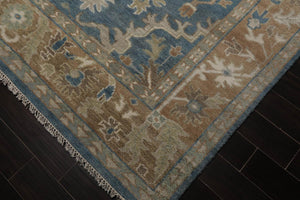 8’11" x 11’11”Muted Hand Knotted Wool Traditional Indo Herizz Area Rug Blue - Oriental Rug Of Houston
