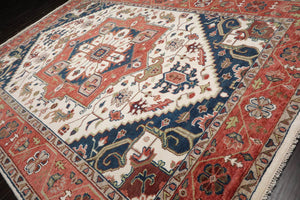 9’11" x 13’11” Herizz Hand Knotted Wool Traditional Oriental Area Rug Cream - Oriental Rug Of Houston