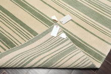 5'6'' x 8'10' Hand Knotted Tibetan Wool Designer Stripes Oriental Area Rug Beige - Oriental Rug Of Houston