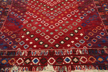 8 x 11 Boho Chic 100% Wool Area Rug Red Made in USA - Oriental Rug Of Houston