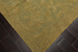 French Aubusson Savonnerie Hand Knotted Wool Area Rug Lime 6’ x 8’11” - Oriental Rug Of Houston
