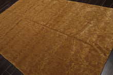 5’11" x 9’2” Hand Knotted Wool Transitional Tibetan Area Rug Tone on Tone Gold - Oriental Rug Of Houston