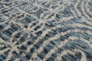 LoomBloom 8x10 Gray, Blue Hand Knotted Oushak 100% Wool Modern & Contemporary Oriental Area Rug