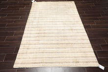 5' x 7'4'' Handmade 100% Wool Designer Stripes Modern Oriental Area Rug Beige - Oriental Rug Of Houston