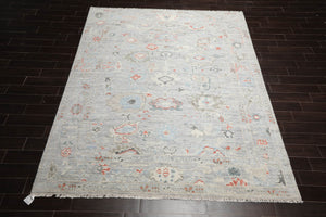 LoomBloom 8x10 Gray, Ivory Hand Knotted 100% Wool Oushak Traditional Oriental Area Rug