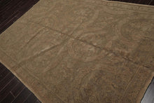 French Aubusson Savonnerie Hand Knotted Wool Area Rug Olive 6’ x 9’ - Oriental Rug Of Houston