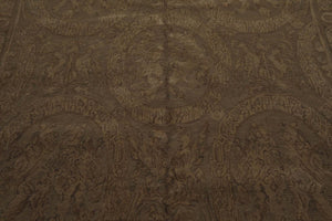 French Aubusson Savonnerie Hand Knotted Wool Area Rug Olive 6’ x 9’ - Oriental Rug Of Houston