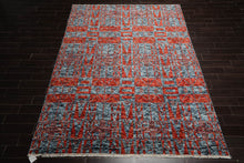 LoomBloom 8x10 Slate, Orange Hand Knotted Oushak 100% Wool Modern & Contemporary Oriental Area Rug