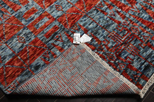 LoomBloom 8x10 Slate, Orange Hand Knotted Oushak 100% Wool Modern & Contemporary Oriental Area Rug