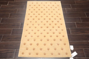 3' x 4'11'' Hand Knotted Tibetan 100% Wool Frog Foot Area Rug Caramel Brown