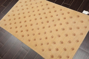 3' x 4'11'' Hand Knotted Tibetan 100% Wool Frog Foot Area Rug Caramel Brown