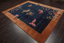 Multi Size Hand Tufted Patterned New Zealand Wool Chinese Art Deco  Oriental Area Rug Navy,Peach Color