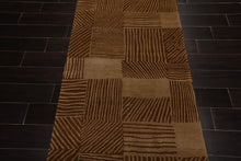 3’x10’’Lapchi Runner Hand Knotted Wool & Silk Patchwork Tibetan Area Rug Brown - Oriental Rug Of Houston