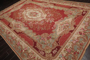 French Needlepoint Aubusson Hand Woven Wool Area Rug 9’2"x13’3 - Oriental Rug Of Houston