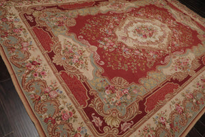 French Needlepoint Aubusson Hand Woven Wool Area Rug 9’2"x13’3 - Oriental Rug Of Houston