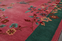 Multi Size Hand Tufted Floral New Zealand Wool Chinese Art Deco  Oriental Area Rug Pink,Emerald Color