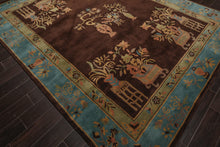 Multi Size Hand Tufted Patterned 100% Wool Chinese Art Deco Oriental Area Rug Brown,Blue Color