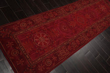 Runner 3’x10’ Hand Woven Wool French Aubusson Flatweave Area Rug Burgundy - Oriental Rug Of Houston