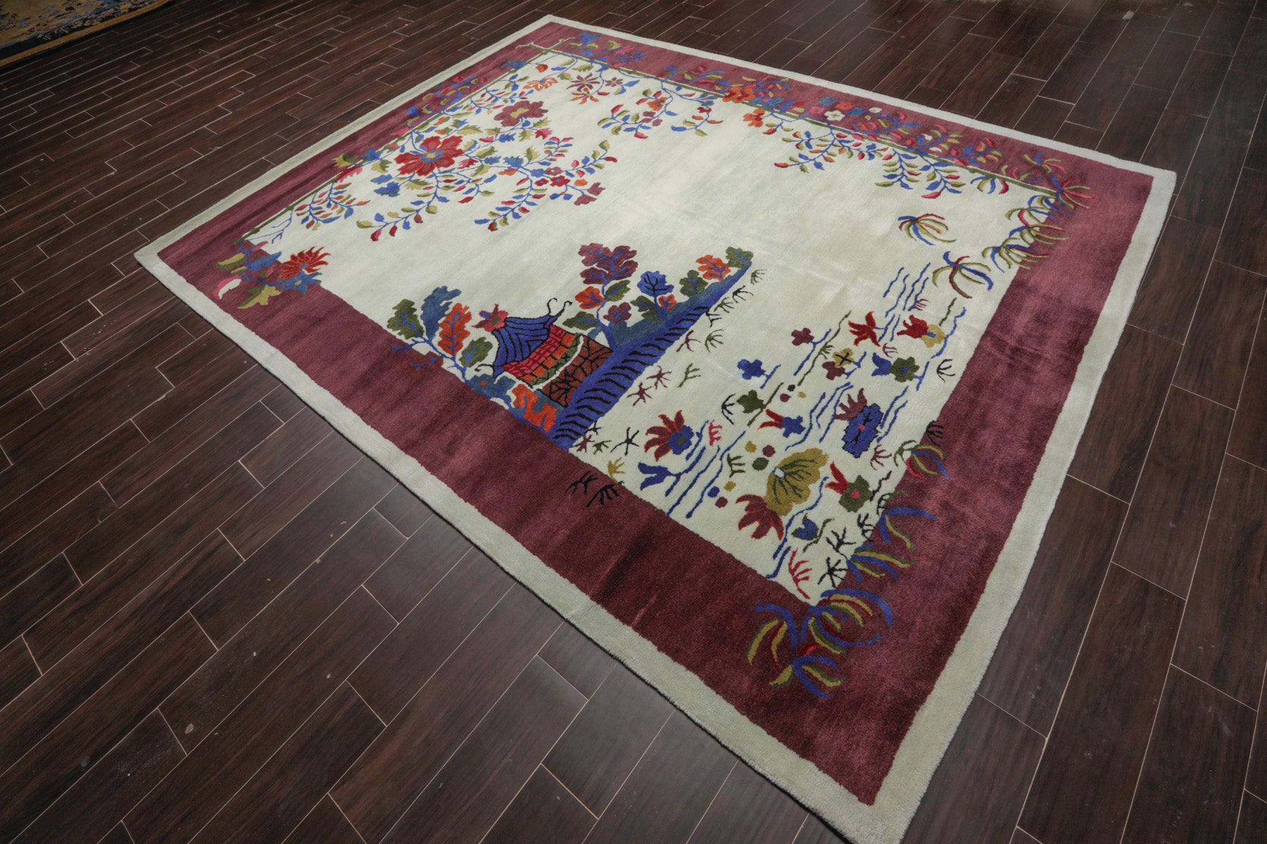 Popular Bordered Nepalese Rug 2x4, Handmade Wool Carpet